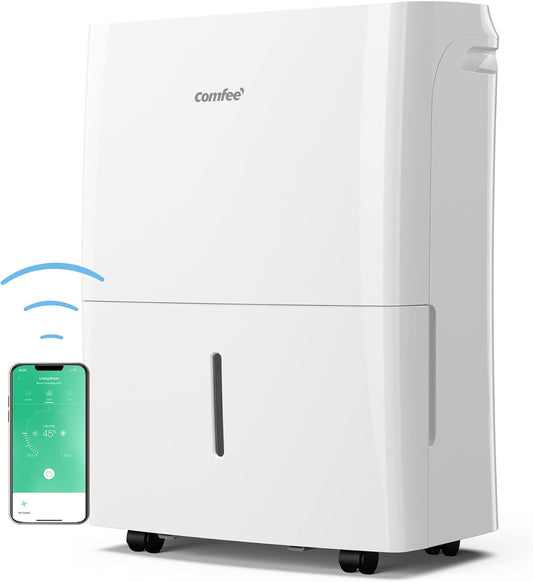 Comfee Luchtontvochtiger van 16 liter, kamergrootte ca. 80 m³ (32 m²), Smart Modu, timer 24 uur, watertank 3L, app-compatibel, wit, MDDF-16DEN7-WF