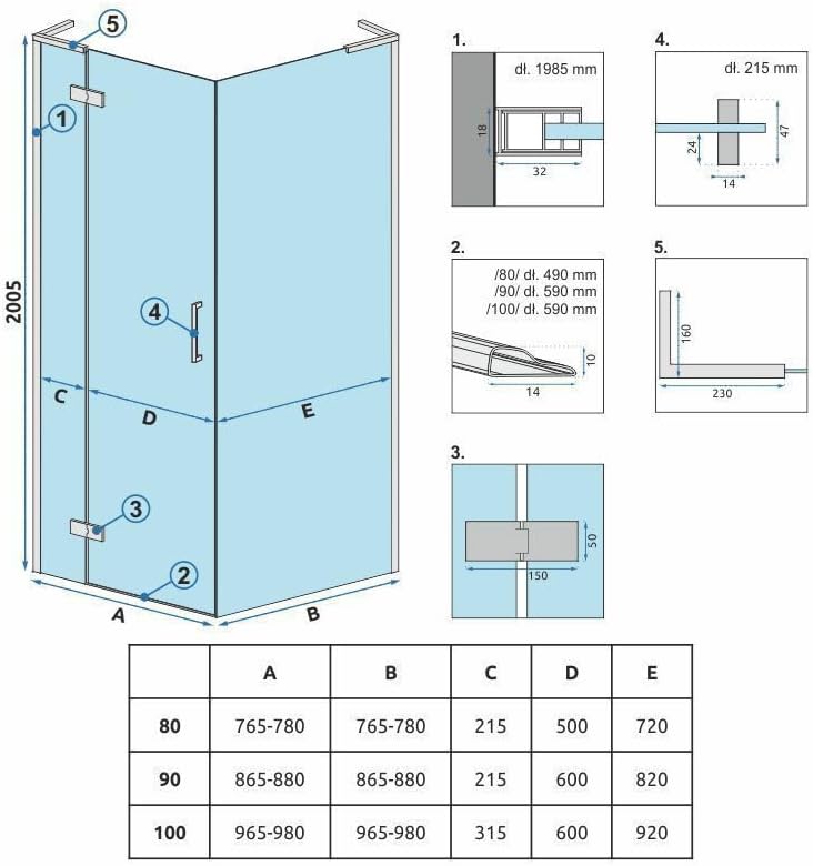 Douchecabine – Douchecabine Zonder Douchebak – Douchehoek – Douchecabine Met Deur – Vierkante Douchecabine – 90x90 cm – Veiligheidsglas 6 mm – Mat Zwart Frame