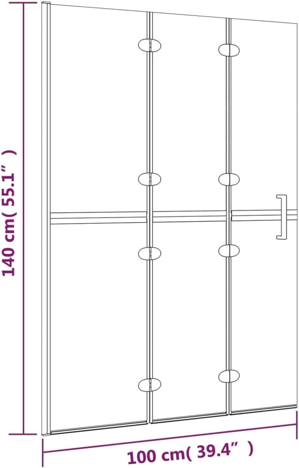 Opvouwbaar Douchepaneel – Inklapbaar Douchewand – Doucheafscheiding – Walk-in Douche – Badkamerpaneel – 100 x 140 cm – ESG Veiligheidsglas & Aluminium Frame