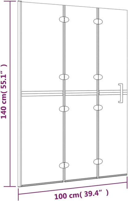 Opvouwbaar Douchepaneel – Inklapbaar Douchewand – Doucheafscheiding – Walk-in Douche – Badkamerpaneel – 100 x 140 cm – ESG Veiligheidsglas & Aluminium Frame