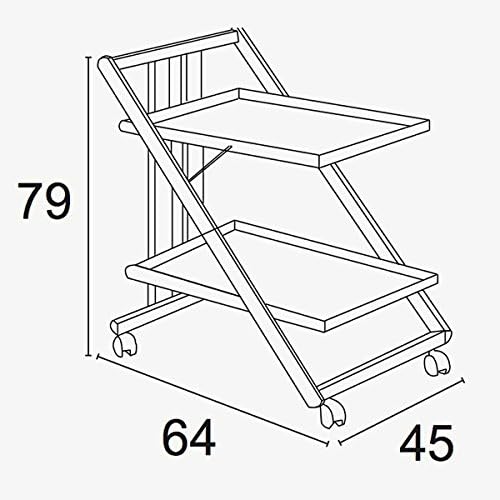 Arredamenti Italia Serveerwagen, massief beukenhout, 64 x 79 x 45 cm, kersenrood