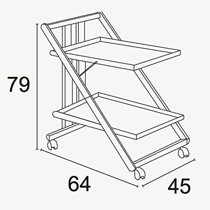 Arredamenti Italia Serveerwagen, massief beukenhout, 64 x 79 x 45 cm, kersenrood