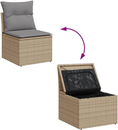 vidaXL 4-piece Lounge set with cushions poly rattan mixed beige - QUORE
