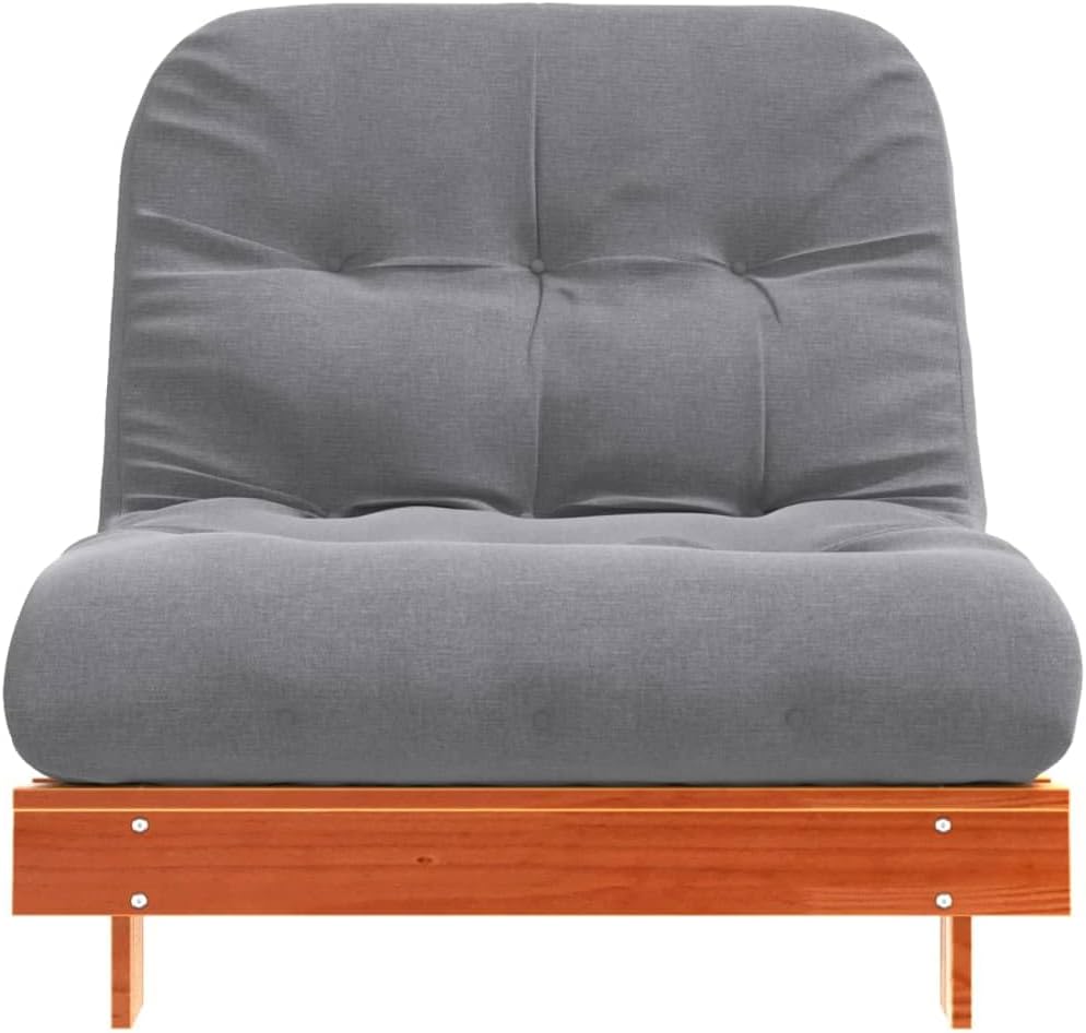 Futon Sofa Bed with Mattress Brown 80 x 206 x 11 cm Solid Pine Sofa Bed for Bedroom Living Room - QUORE