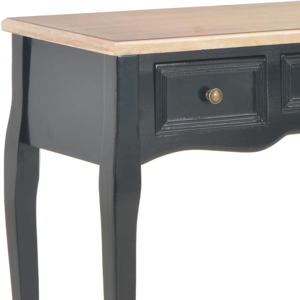 vidaXL Side Table with 3 Drawers Black Dressing Table Makeup Table Bedroom Table