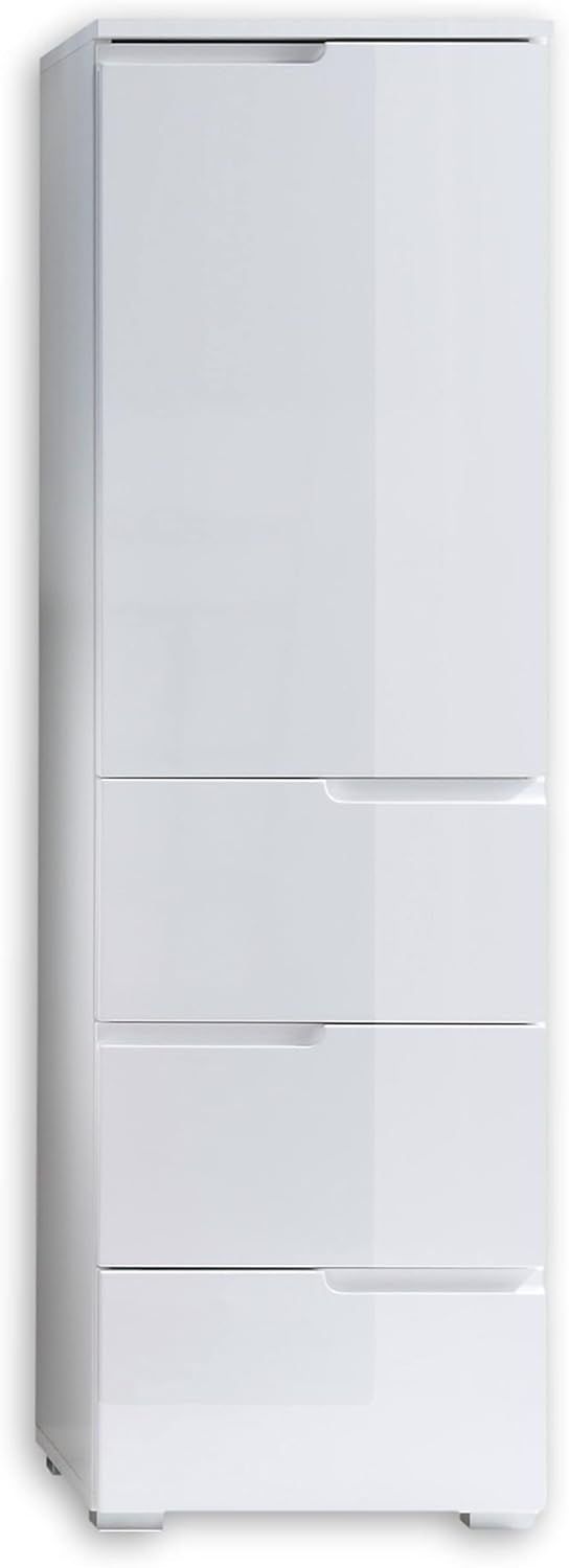 Stella Trading Spice hoogcommode, kast, houtdecor, wit, ca. 40 x 134 x 32 cm.