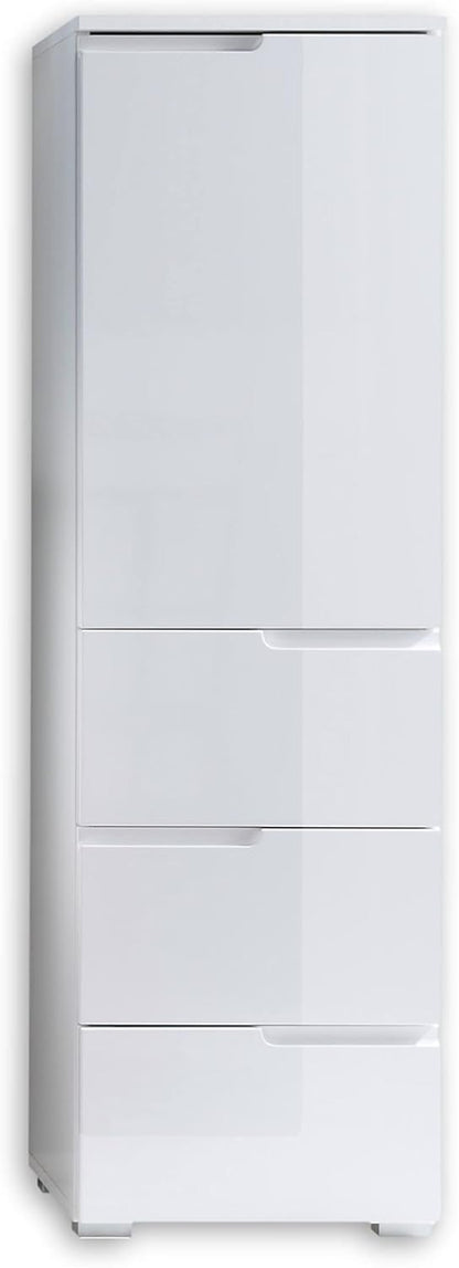 Stella Trading Spice hoogcommode, kast, houtdecor, wit, ca. 40 x 134 x 32 cm.