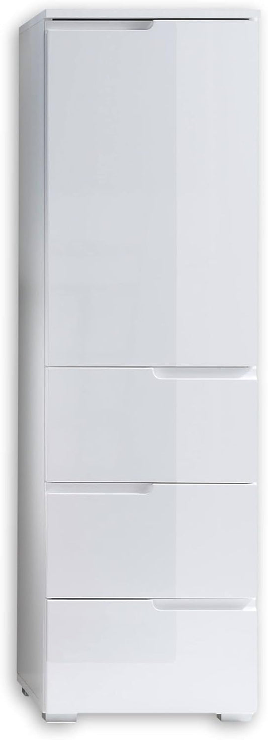 Stella Trading Spice hoogcommode, kast, houtdecor, wit, ca. 40 x 134 x 32 cm.