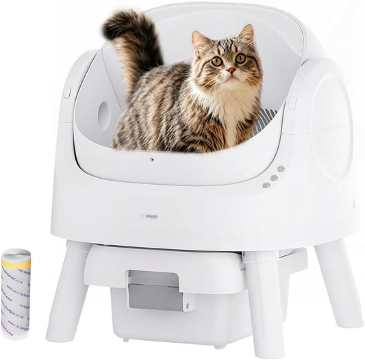 PetPivot Zelfreinigende kattenbak met open design, automatische en handmatige modi, onmiddellijke reiniging en eenvoudig scheppen, ideaal voor grote katten, geschikt voor meerkattenhuishoudens