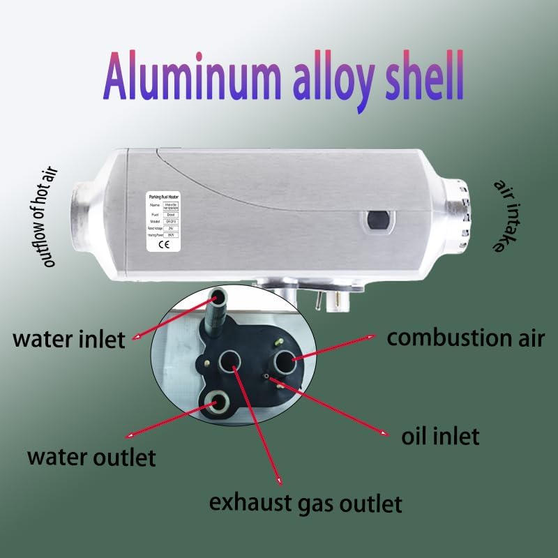 Standkachel Diesel 8 kW – Dieselverwarming – Luchtverwarming – Waterverwarming – Dieselkachel 24V – Zilverwit – 7 Warmtestanden – Automatische Roetreiniging