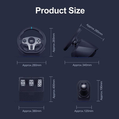 Racestuur – Game Stuur – Simulatie Stuur – Racing Wheel – Race Game Accessoire – 270°/900° Omschakelbaar – Vibratie Feedback Met Tool App