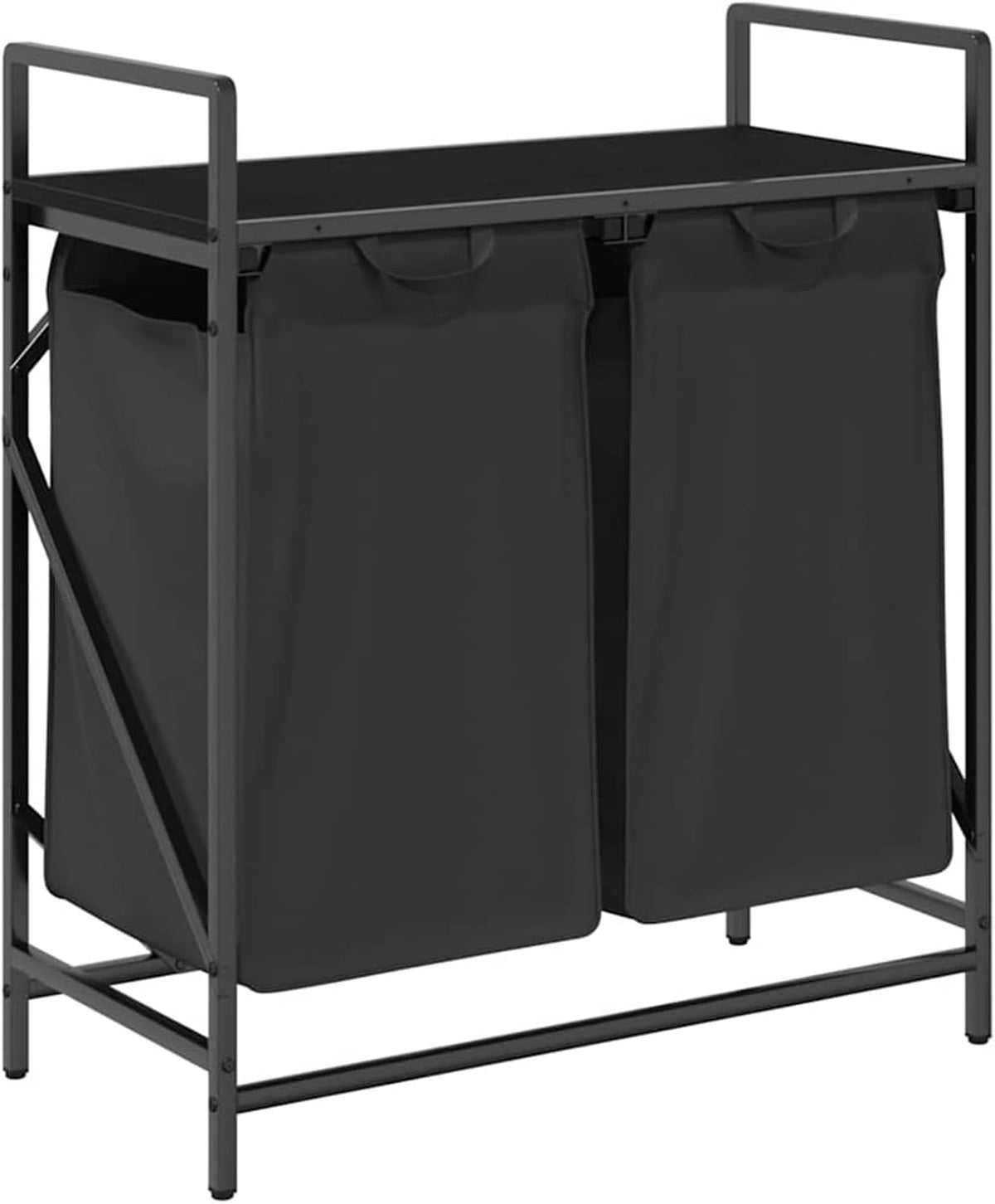 Gecheer Laundry basket 2 compartments with shelf black oak look, laundry basket laundry basket laundry basket for baby clothes bedding shoes 859065 - QUORE
