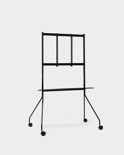 Pedestal Moon PRO tv-standaard oprolbaar voor beeldschermen, 40 tot 75 inch, mobiele televisiestandaard met wielen voor vergaderruimte, beurs, tentoonstelling, tv-rolwagen, professionele