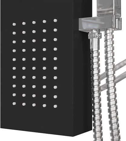 Douchepaneel – Douche Systeem – Regendouche – Douchekraan – Handdouche – Mat Zwart – Aluminium – 4 Functies Met Massagejets