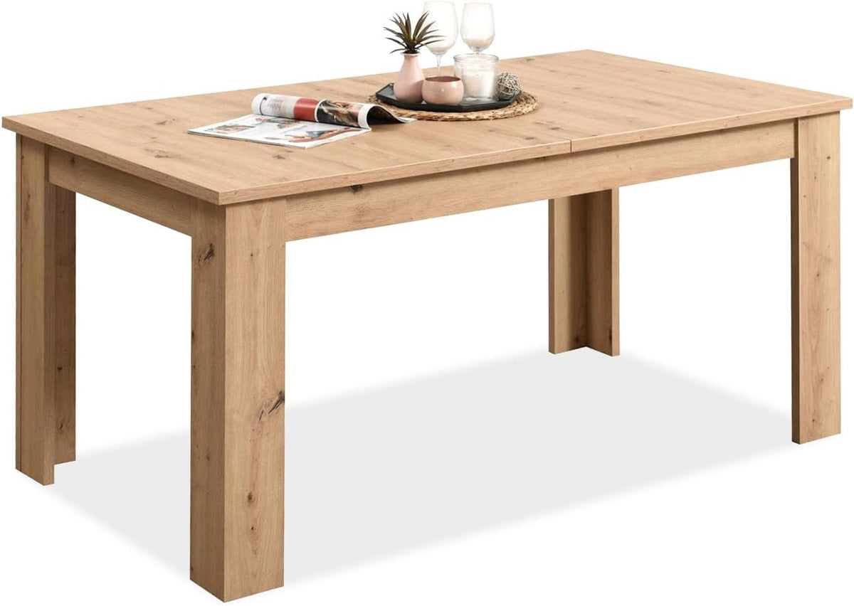 Uittrekbare Eettafel – Uitklapbare Tafel – Verlengbare Keukentafel – Multifunctionele Tafel – Eetkamertafel – Massief Hout – 120x80 cm Uitbreidbaar tot 160 cm – Geschikt voor 6 Personen
