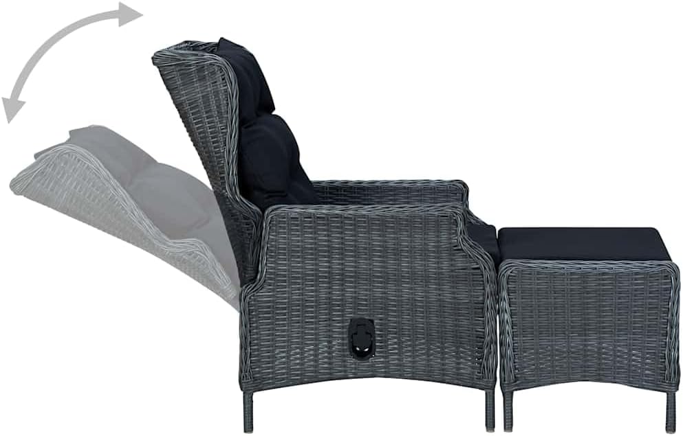 Verstelbare Tuinstoel – Lounge Chair – Relaxstoel – Balkonstoel – Tuinzetel – Gepoedercoat Stalen Frame – Inclusief Voetenbank