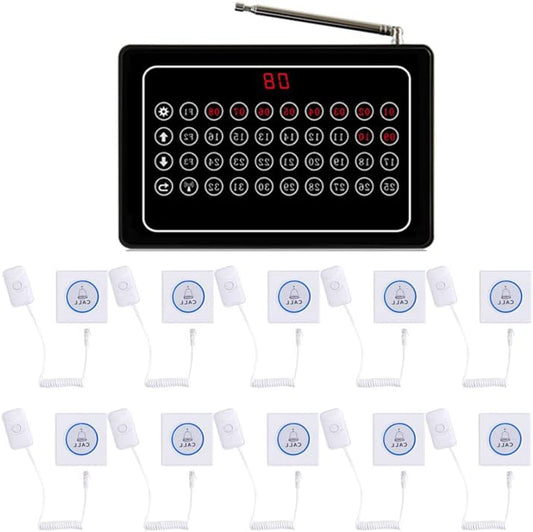 Draadloos Oproepsysteem – Nurse Alarm – Zorgoproepsysteem – Patiëntenoproeper – Draadloze Bel – Tot 32 Oproepen Gelijktijdig – Bereik 500 Meter - QUORE
