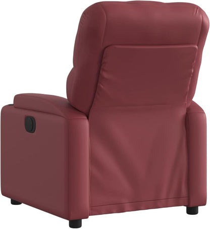 Relaxstoel – Fauteuil – Loungestoel – Recliner – Relaxfauteuil – Handmatige Ligfunctie – Kunstleer Wijnrood – Maximaal 110 kg – Brede Armleuningen – Bekerhouders