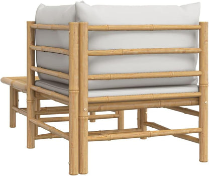 vidaXL 2-piece Lounge set with cushions bamboo light grey - QUORE