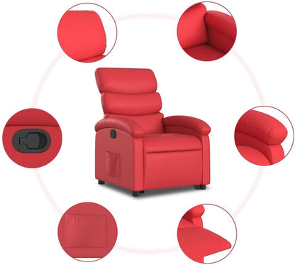 Relaxstoel – Fauteuil – TV-Stoel – Ligstoel – Relaxfauteuil – Elektrische Opstahulp – Kunstleer Rood
