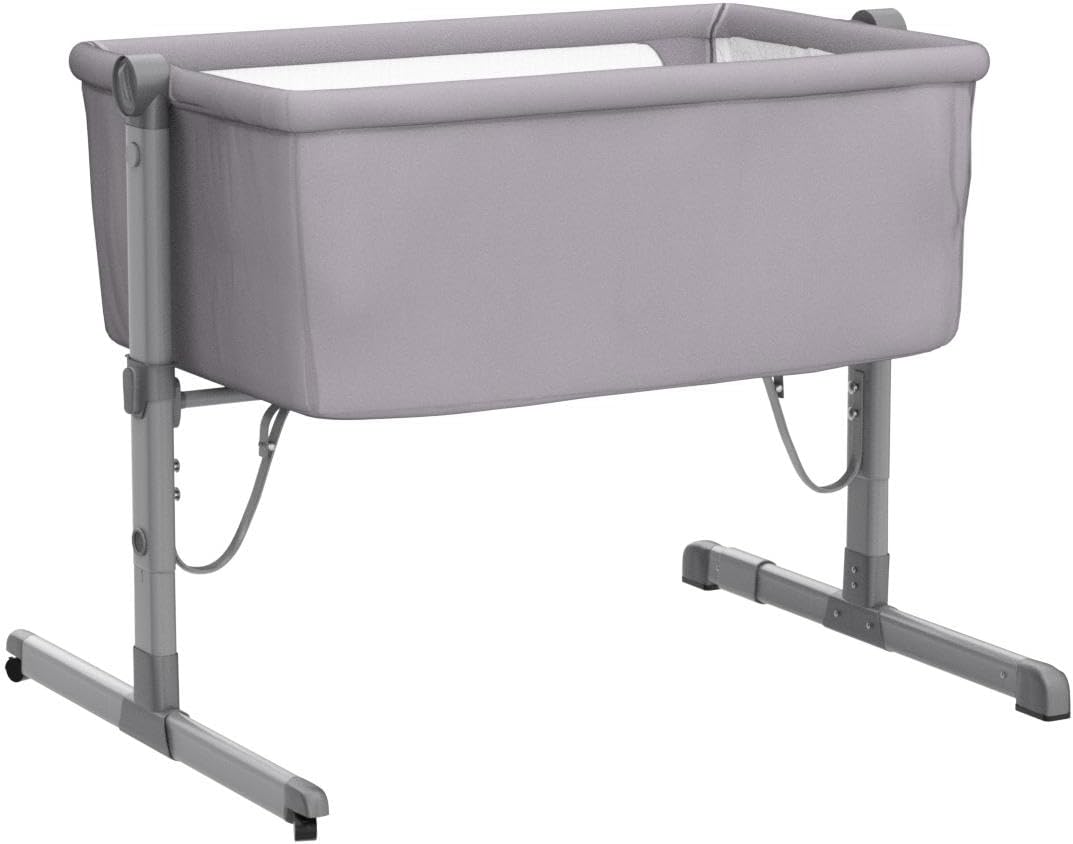Babify - Mini-kinderbed, verstelbaar, meerdere hoogtes, verstelbaar, incl. matras, grijs, 1 stuk