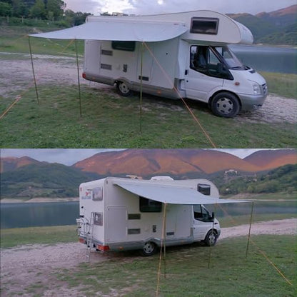 Comfort caravan luifel caravan tarp 4 x 2,4 m zonnedak incl. opstelstangen UV 50+ bescherming waterdicht 5000 mm