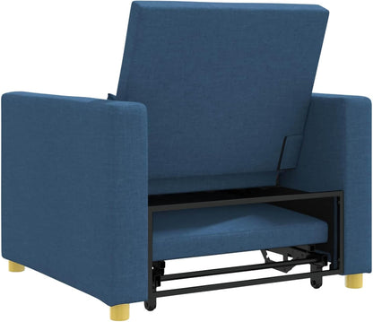 Uitschuifbare slaapbank, eenpersoons blauw, 90 x 165 x 87 cm, stof, Scandinavische stijl, stoel voor woonkamer, slaapkamer, werkkamer, logeerkamer - QUORE