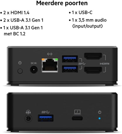 Belkin USB-C Dockingstation met Twee Schermen (Voeding 85 W, HDMI, USB-A 3.1 Gen 1, Gigabit Ethernet, Audio-ingang/uitgang voor MacBook, XPS en Andere USB-C Laptops), Zwart