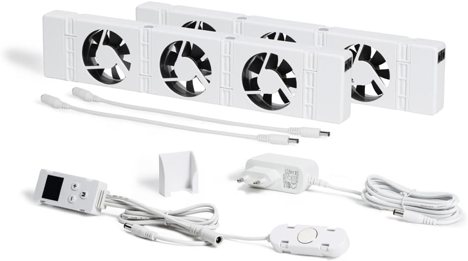 SpeedComfort Radiator Ventilator met Control Sensor - Duo Set (2x) - Sneller Verwarmen - Tot 22% Energie Besparen - Geschikt voor Warmtepomp - Meerdere Snelheden - Simpel te Plaatsen - Fluisterstil