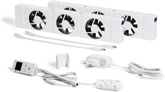 SpeedComfort Radiator Ventilator met Control Sensor - Duo Set (2x) - Sneller Verwarmen - Tot 22% Energie Besparen - Geschikt voor Warmtepomp - Meerdere Snelheden - Simpel te Plaatsen - Fluisterstil