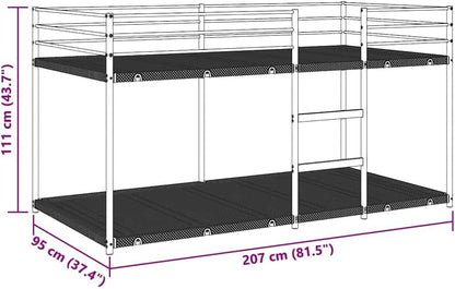 vidaXL Stapelbed zonder matras 90x200 cm staal wit, bedframe, bedbodem, slaapkamermeubilair, hoogslaper, stapelbedframe, laag stapelbedframe