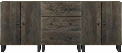 vidaXL 3-piece Dressers 60x33x75 cm solid mango wood black - QUORE