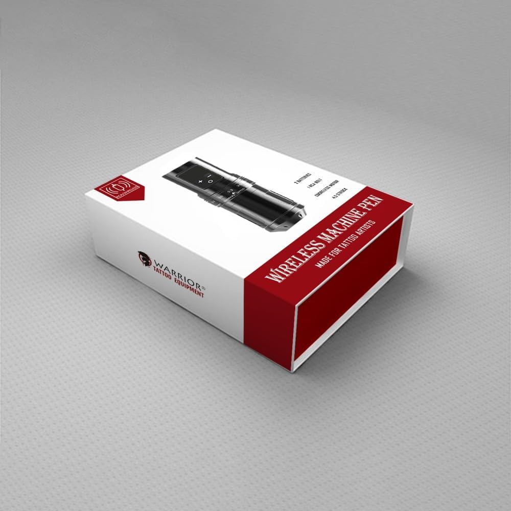 WARRIOR Draadloze tattoo-pen, tattoo-machine met accu, 1600 mAh, voor naalden voor tattoo-patronen, diameter handvat 34 mm
