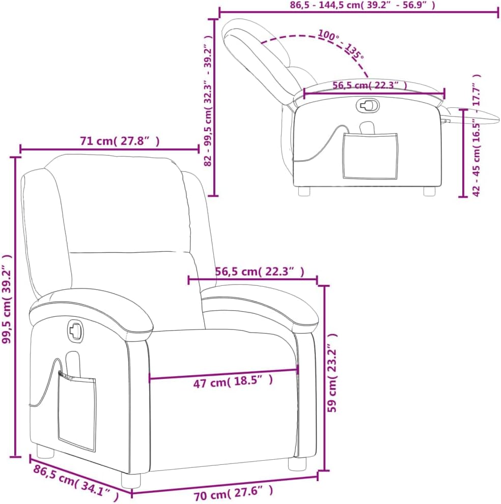 vidaXL Massage Chair Adjustable Fabric Dark Brown