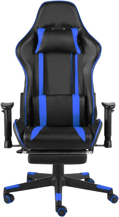 Gamingstoel – Bureaustoel – Gamestoel – Draaistoel – Comfortstoel – Blauw – Ergonomisch Met Voetensteun – Verstelbare Rugleuning