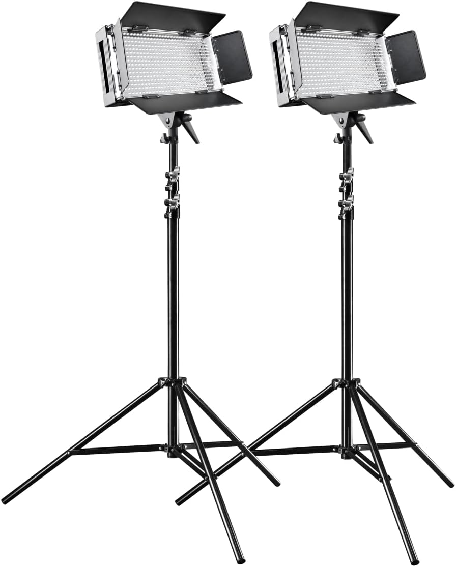 Walimex Pro 500 On Location Lightning-set (2x dimbare LED-vlaklamp, 2x WT-806 lampstatieven incl. transporttas)