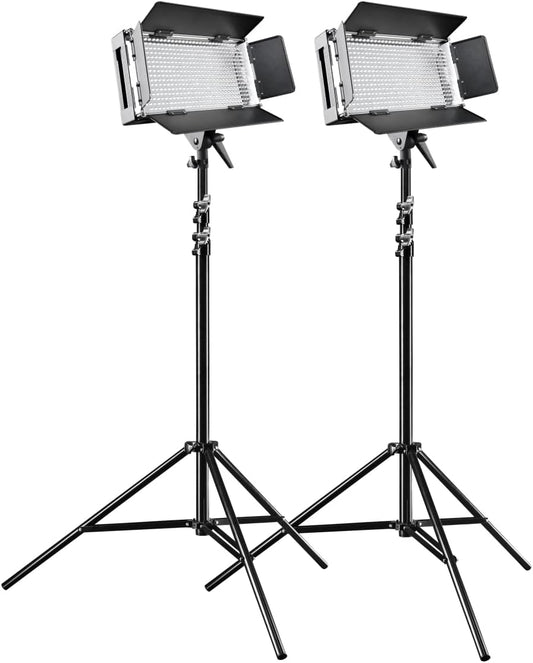 Walimex Pro 500 On Location Lightning-set (2x dimbare LED-vlaklamp, 2x WT-806 lampstatieven incl. transporttas)