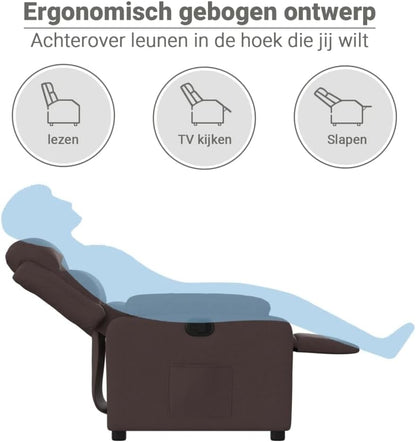 Fauteuil Verstelbaar – Relaxfauteuil – Relaxstoel – Armstoel – Leunstoel – Handmatig Verstelbaar – Donkerbruine Ademend Stof
