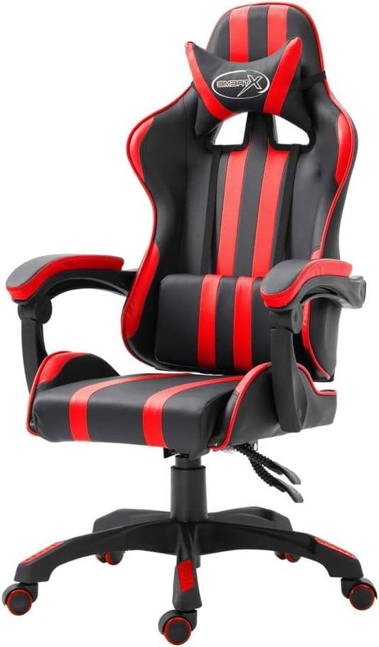 Gamingstoel – Bureaustoel – Gamestoel – Draaistoel – Ergonomische Stoel – Verstelbare Hoogte – Kantelmechanisme – Rood-Zwarte PU Bekleding