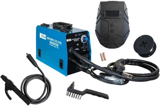 Güde Universeel lasapparaat Uni-Mig 125 SYN (230 V, 4 in 1, 120 A max. lasstroom, 20-120 A regelaar, incl. elektrodenhouder, slangpakket, massaklem, slakkenhamer, lasschild & vuldraad)