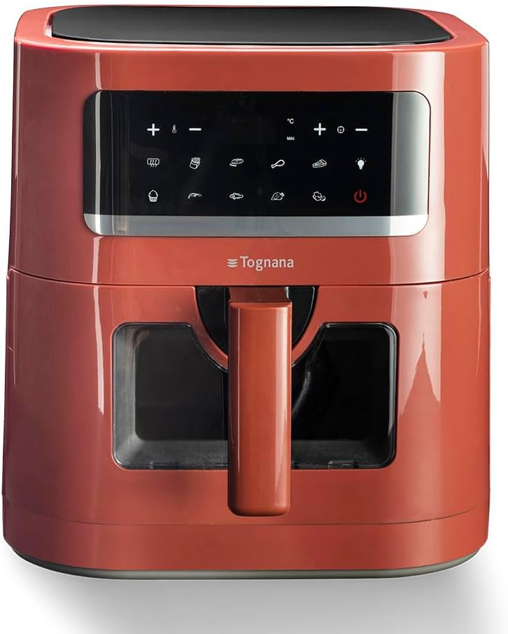 Luchtfriteuse 7 Liter Appelrood – Airfryer – Heteluchtfriteuse – Friteuse – Frituurpan – 9 Vooraf Ingestelde Programma’s – Instelbare Temperatuur 50 Tot 200 °C