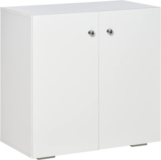 HOMCOM storage cabinet multifunctional cabinet wardrobe linen cabinet chest of drawers with compartments doors chipboard white 70 x 39 x 70 cm - QUORE