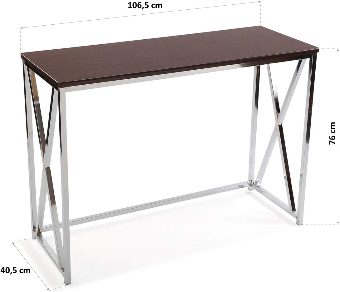 Versa Modena Smalle hal of vestibule Entree hal meubilair, Console Tafel, Afmetingen (H x B x H) 76 x 40,5 x 106,5 cm, Hout en Metaal, Kleur Bruin