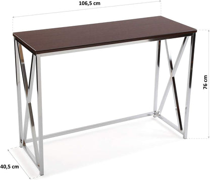 Versa Modena Smalle hal of vestibule Entree hal meubilair, Console Tafel, Afmetingen (H x B x H) 76 x 40,5 x 106,5 cm, Hout en Metaal, Kleur Bruin