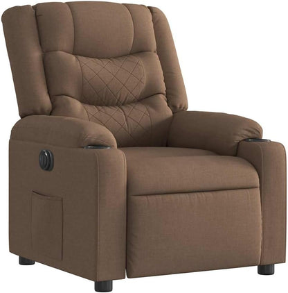 Relaxstoel – Elektrische Fauteuil – Stoel – Ligstoel – Fauteuil Met Kruk – Bruin – Stof – Motorisch Verstelbaar – Maximaal Comfort