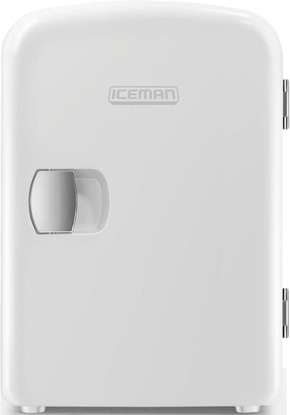 Iceman Draagbare mini-koelkast, koelt en verwarmt, kleine koelkast met 4 liter, 6 vakken voor cosmetica, snacks, make-up, AC/DC-stroom, huis/auto/slaapkamer