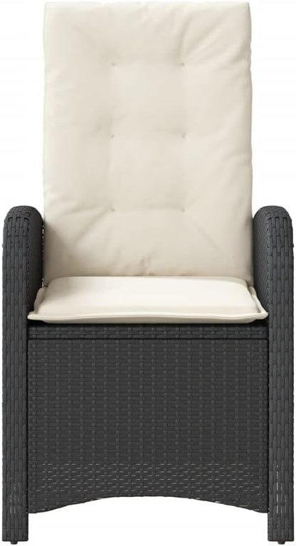 Gecheer Polyrattan Garden Chair with Cushions Outdoor Garden Chair Rattan Adjustable Rattan Backrest Black - QUORE