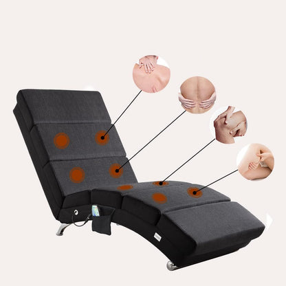 Casaria Relax Chair XXL Massage and Heating Function 186x89x55 cm Ergonomic Fabric Upholstered 180 kg Loadable Living Room Chaise Longue Relax Chair Anthracite - QUORE