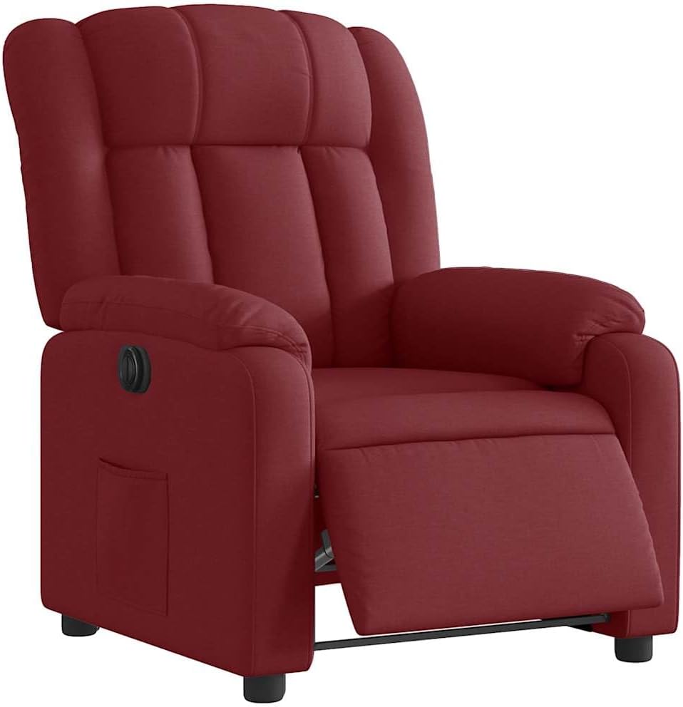 Elektrische Massagestoel, Fauteuil, Verstelbare Rugleuning, Voetsteun, Tv-Stoel, Relaxstoel met Ligfunctie, Ligstoel, Gestoffeerde Stoel, Fauteuil (lichtgrijs) (Wijn rood #26)