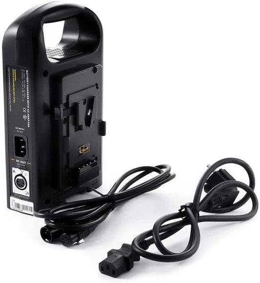 Dual V-Mount Oplader – V-Lock Batterijoplader – Professionele Acculader – Camera Acculader – Video Batterijlader – Snel Laden 3A – Veiligheidsbeveiliging Met Antislip